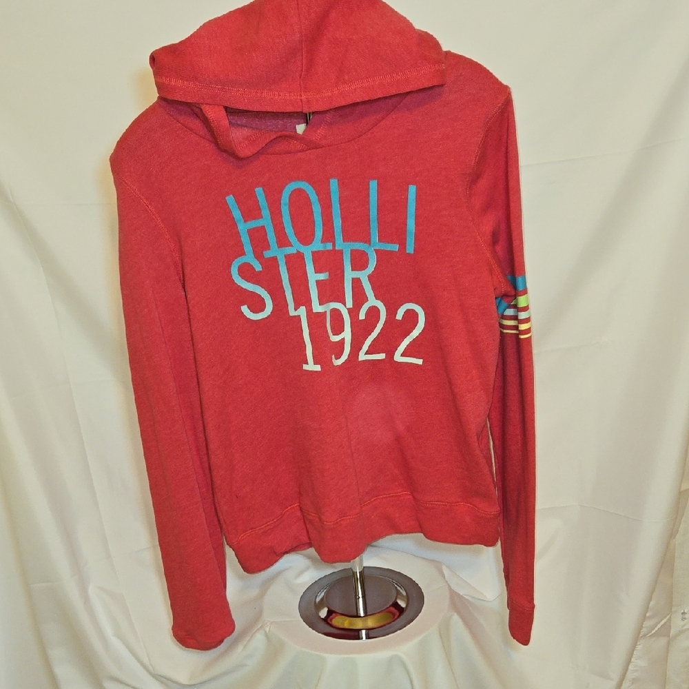 Hollister Red Sweatshirt with Blue and White Details